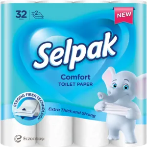 Туалетная бумага целлюлозная SELPAK PRO Comfort 2-х шар. 32 рул в уп белый sp.74471, Туалетная бумага