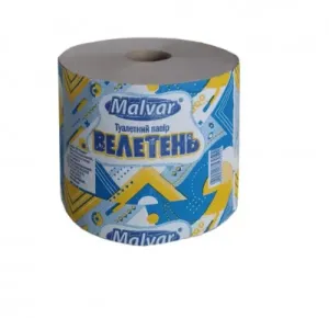 Туалетная бумага макулатура 60м Великан на гильзе серый Malvar mlv.30502, Туалетная бумага