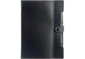 Папка Optima на 6 отделений на кнопке с расширением A4 черная с лимонным O35540, Папки-конверты - фото 1