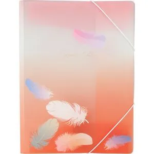 Папка на резинках А4 , Colourful Feather, пластик с блестками, 420 мкм, AXENT 1507