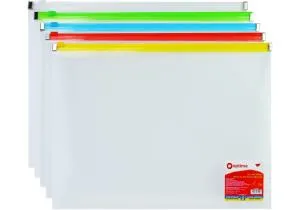 Папка пластиковая Optima А4 на застежке прозрачная ассорти zip-lock O35544, На молнии, замке пластиковые