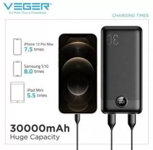 Павербанк Power Bank Veger V3008 L30 30000 mAh черный 19950422 - Фото 8