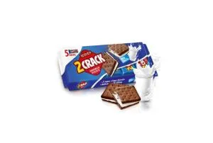 Печиво-сендвіч Roshen 2 CRACK з молочно-ванільною начинкою ККФ 190г /26шт 4823077646485, Печиво