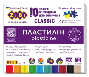 Пластилін ZiBi CLASSIC KIDS Line ZB.6232 10 кольорів 200г