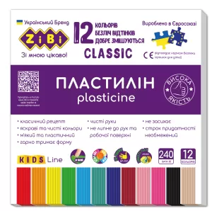 Пластилін ZiBi CLASSIC KIDS Line ZB.6233 12 кольорів 240г