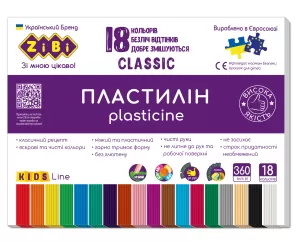 Пластилін ZiBi CLASSIC KIDS Line ZB.6235 18 кольорів 360г