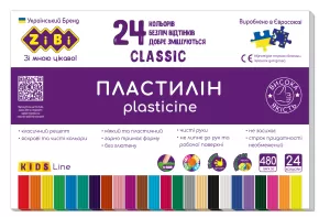 Пластилин ZiBi CLASSIC KIDS Line ZB.6236 24 цвета 480г