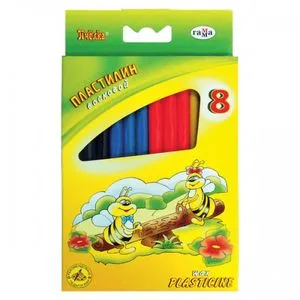 Пластилін восковий Бджілка 8 кольорів 98г зі стеком Гамма 280038Н
