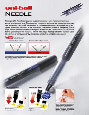 Роллер uni-ball EYE NEEDLE fine 0.7 мм Uni UB-187S - Фото 3