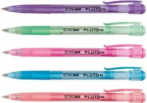 Ручка шариковая автомат ECONOMIX PLUTON 0,5 мм корпус ассорти пишет синим E10101-25, Шариковые