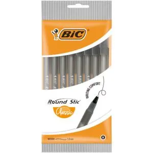 Ручка шариковая BIC Round Stic 1мм черная 8шт bc928498, Шариковые
