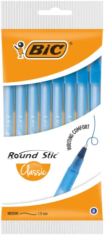 Ручка шариковая BIC Round Stic синяя 8шт в блистере bc928497, Шариковые