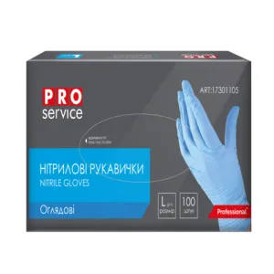 Перчатки нитриловые нестерильные PRO SERVICE голубые 100шт размер L pr17301105, Перчатки