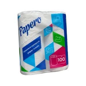 Полотенце на гильзе целлюлозное Papero 2 рулона 2-х слой 100 л RS010 12 51036, Полотенца