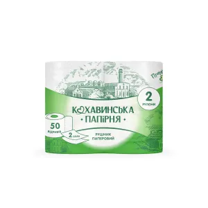 Полотенце бумажное Кохавинка Изумруд целлюлозные 2 рулона 2 слоя 50 листов 11,5 м 51889, Полотенца
