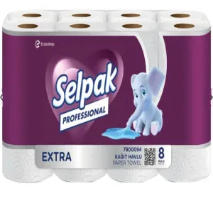 Полотенца целлюлозные SELPAK PRO Extra 2-х шар 8 рул белые sp.80599, Полотенца