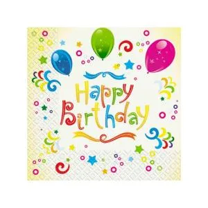Салфетки Марго Happy Birthday, 33х33 см, 20 шт, 0126810, Салфетки