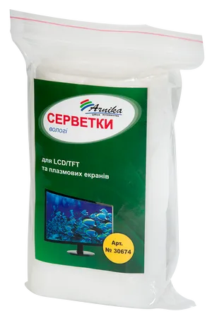 Салфетки влажные для LCD/TFT и плазменных экранов (запасные) 100шт Арника 30674