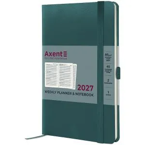 Еженедельник 2027 AXENT Partner Strong 125х195 малахитовый 8505-27-31-A, Еженедельники датированные