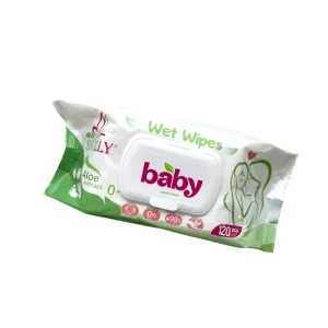 Салфетки влажные BIOLLY АЛОЕ for baby 120 шт КЛАПАН 10 50746, Влажные салфетки