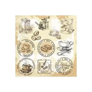 Салфетки Кофе, 33х33 см, 20 шт, Марго, 0126803, Салфетки