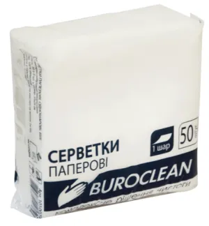 Салфетки бумажные BUROCLEAN 240x240 мм 50шт в упаковке белый 10100202, Салфетки