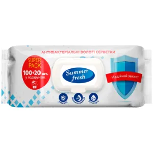Салфетки влажные NATURELLE антибактериальные 120шт Summer Fresh san.91769, Влажные салфетки