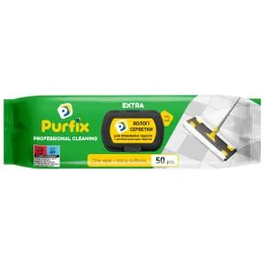 Салфетки влажные Purfix для уборки EXTRA 50шт san.92476, Тряпки