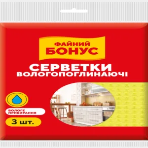 Влагопоглощающие салфетки ФАЙНЫЙ БОНУС целлюлозные 3шт bn.83964, Тряпки