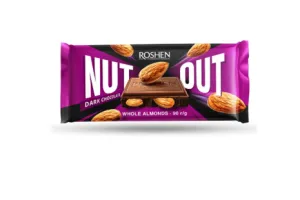 Шоколад Roshen Nut черный с целым миндалем ПКФ 90г 20шт 4823077643347, Шоколадки