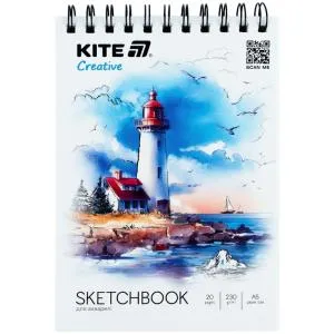 Скетчбук для акварелі Kite A5 20 л спіраль Kite Creative K-1283, Альбоми для малювання
