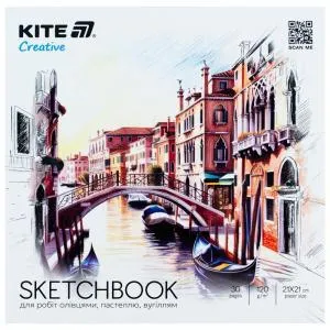 Скетчбук Kite для работ карандашами 21x21см 30 л Kite Creative K-1279, Альбомы для рисования