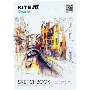 Скетчбук Kite для робіт олівця A5 30 л Kite Creative K-1277, Альбоми для малювання