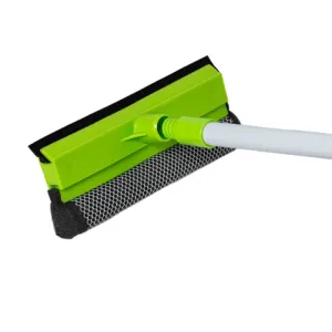 Стеклоочиститель Buroclean с резиновой и губчатой насадкой 25 см телескоп 112 см 10300011, Швабры - фото 1