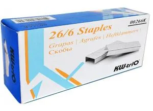 Скобы гальванизированные KW-trio 26/6 уп/5000шт 00266K, Скобы для степлера