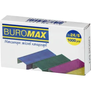 Скоби Buromax №24/6 кольорові BM.4422, Скоби для степлера