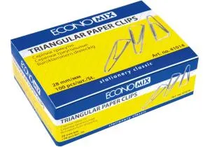 Скрепки 28 мм 100 штук треугольные Economix E41014, Скрепки