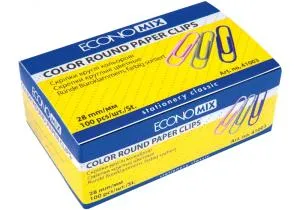 Скрепки цветные круглые 28 мм Economix E41003, Скрепки
