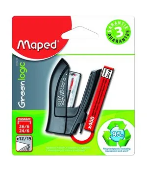 Степлер GREENLOGIC настольный MINI пластмасовый корпус 15л №24/6 26/6 Maped MP.353010 ассорти - Фото 3