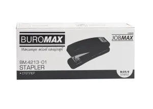 Степлер пластиковий, JOBMAX, 15 аркушів, (скобі №24/6), BUROMAX BM.4213-01 - Фото 1