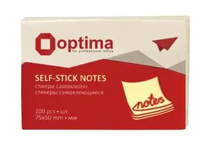 Стикеры 50x75 пастель 100 л Optima O25502 желтые