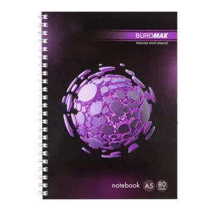 Тетрадь на пружине SPHERE А-5 80 листов, клетка картонная обложка Buromax BM.24552101, Блокноты