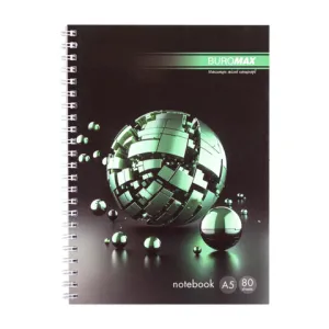 Зошит на пружині SPHERE А-5 80 аркушів, клітинка картонна обкладинка Buromax BM.24552101, Блокноти - фото 2
