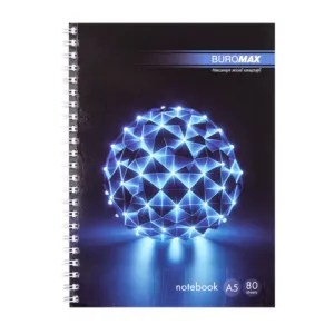 Зошит на пружині SPHERE А-5 80 аркушів, клітинка картонна обкладинка Buromax BM.24552101, Блокноти - фото 3