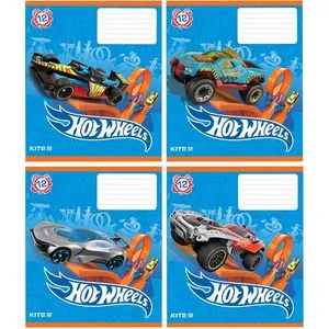 Тетрадь школьная Hot Wheels 12 листов клетка Kite HW19-232