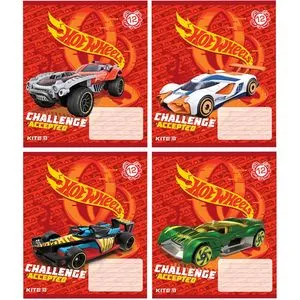 Тетрадь школьная Hot Wheels 12 листов в косую линию Kite HW19-235