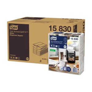 Салфетки Tork Fit для диспенсеров 720 шт 2 слоя 21,3х16,5 см белые 15830, Бумажные одноразовые салфетки - фото 2