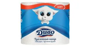 Туалетний папір Диво, 2 шари, 4 шт, целюлоза біла, Обухів, Диво 51906, Туалетний папір