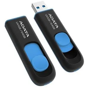 USB флеш накопитель ADATA 64Gb UV128 black-blue USB 3.0 (AUV128-64G-RBE) U0051305, Флеш-карты памяти (USB-flash)