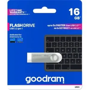 USB флеш накопичувач Goodram 16GB UNO3 Steel USB 3.2 (UNO3-0160S0R11) U0922452, Флеш-карти пам'яті (USB-flash) - фото 1